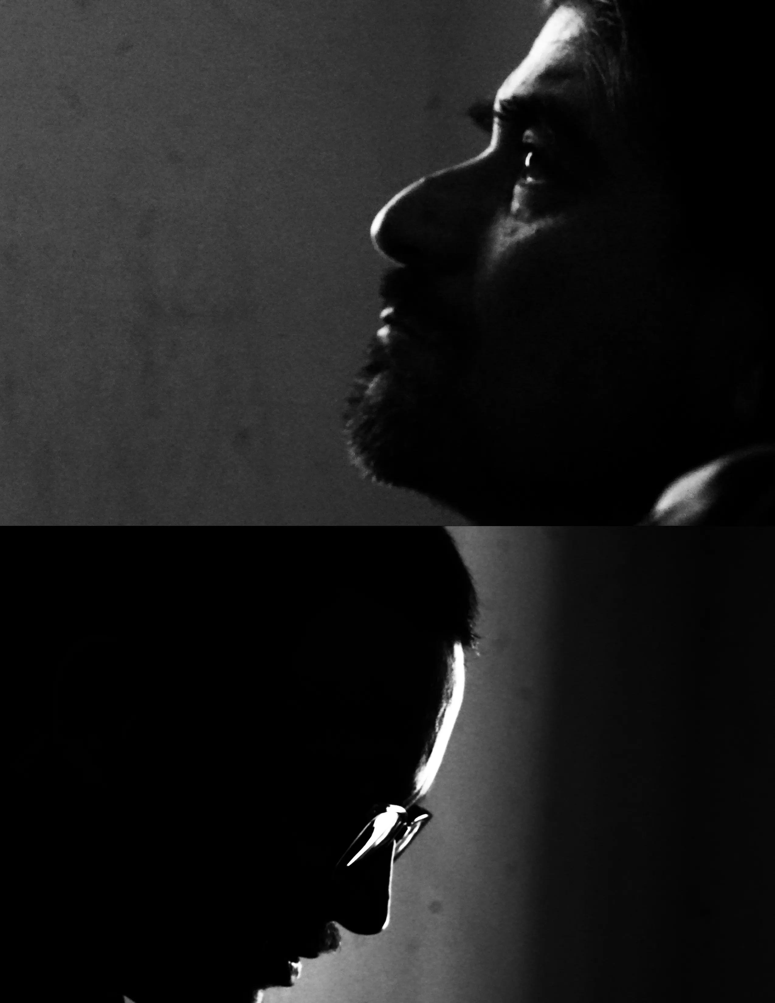 Retrato oscuro perfil y con lentes